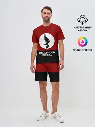 Мужской костюм с шортами / Красно-черный флаг HU