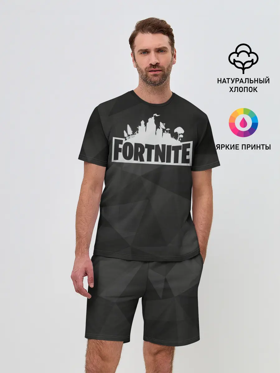 Мужской костюм с шортами / Fortnite Black Abstract