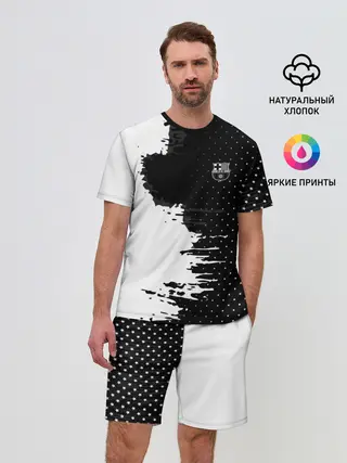 Мужской костюм с шортами / Barcelona uniform black 2018