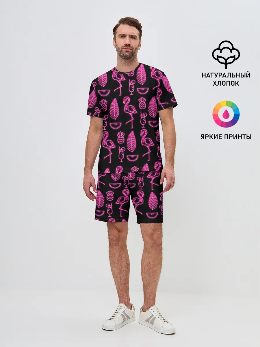 Мужской костюм с шортами / Светящийся фламинго (P007_P004ooo1538833, P004ooo1538833)