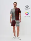 Мужской костюм с шортами / Красно белая рубашка в клетку