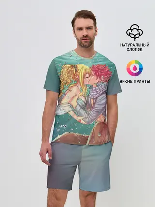 Мужской костюм с шортами / Хвост Феи поцелуй Люси и Нацу