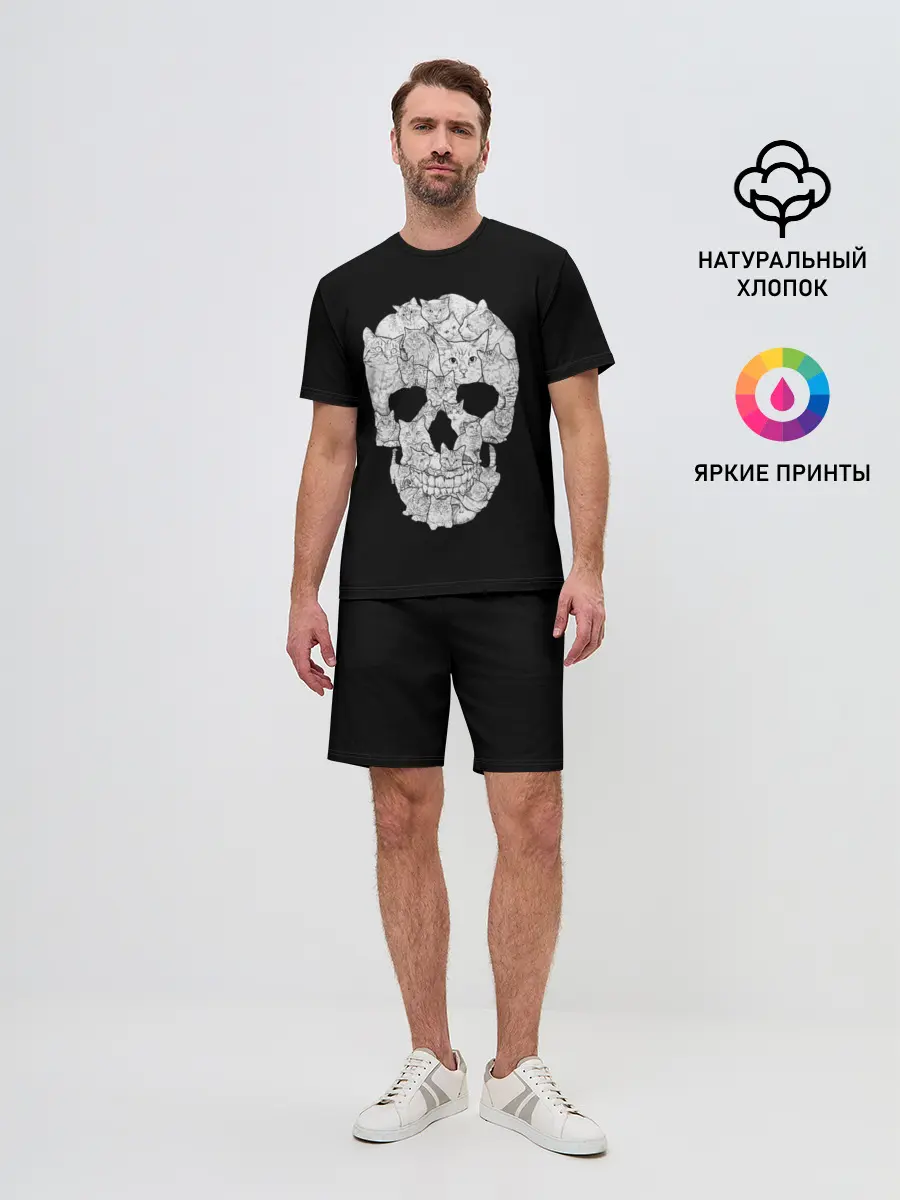 Мужской костюм с шортами / Sketchy Cat Skull