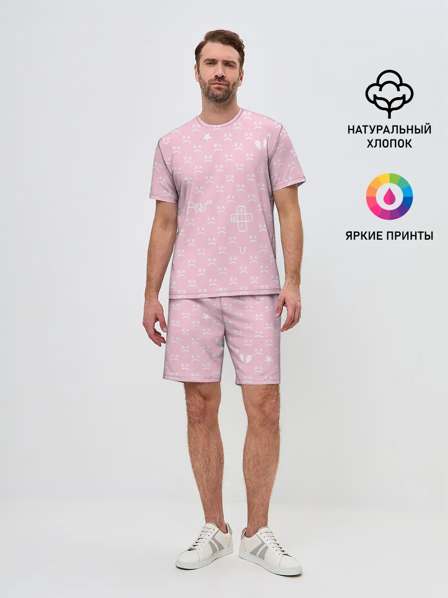 Мужской костюм с шортами / Lil Peep pink pattern