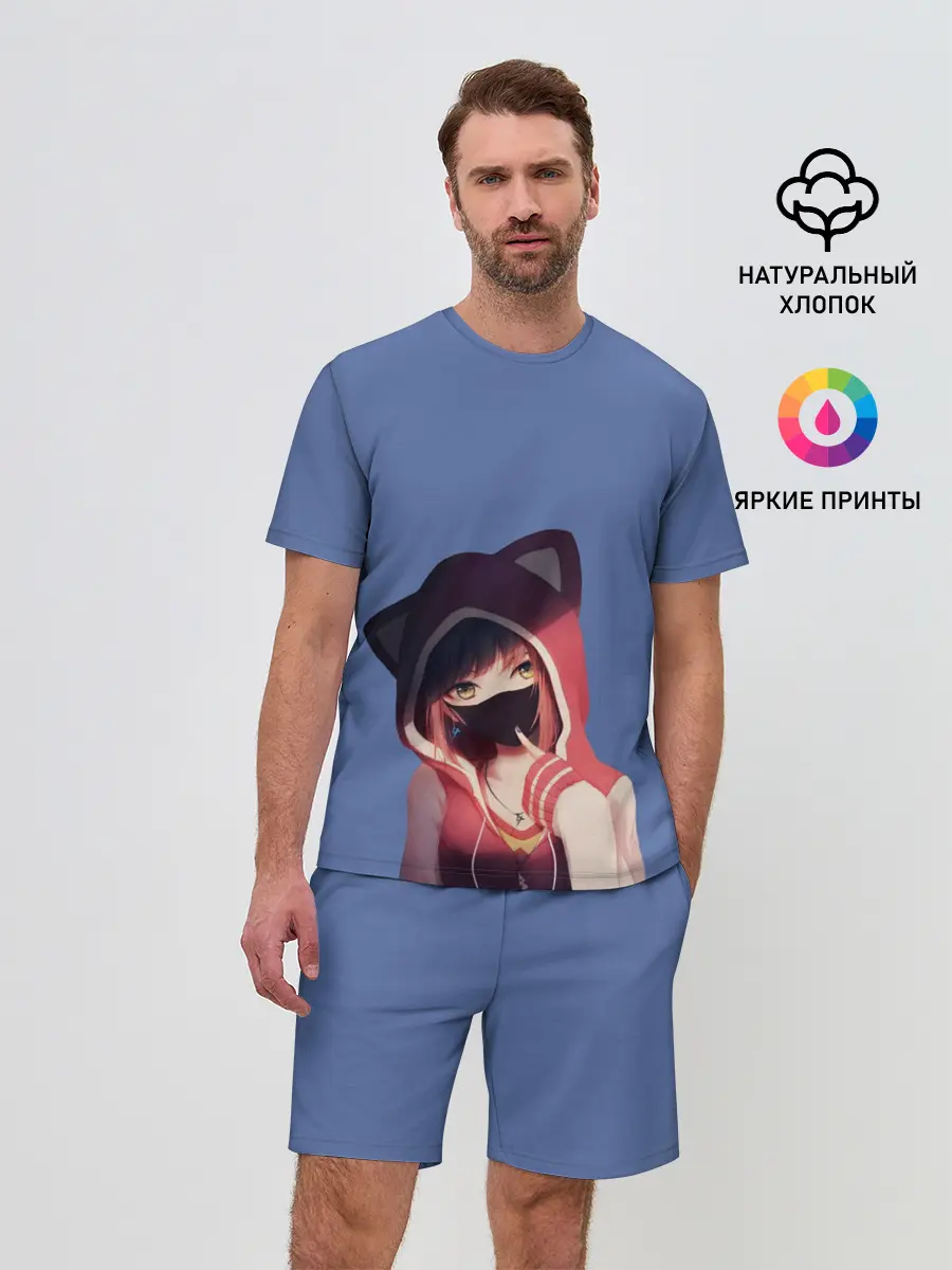 Мужской костюм с шортами / Аниме девушка в маске с ушками