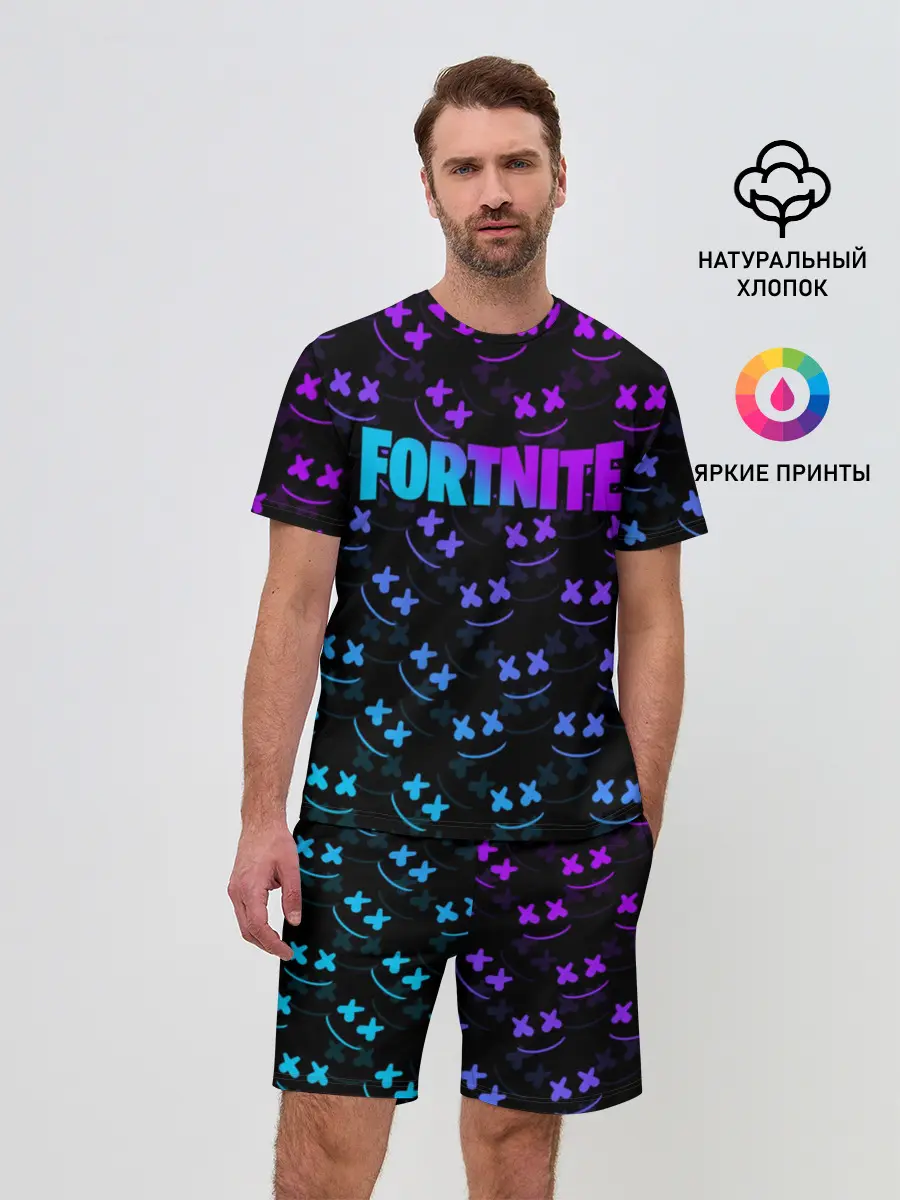 Мужской костюм с шортами / FORTNITE MARSHMELLO NEON