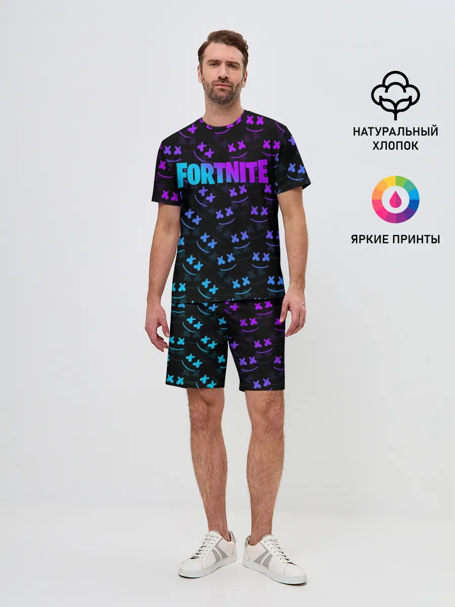 Мужской костюм с шортами / FORTNITE MARSHMELLO NEON