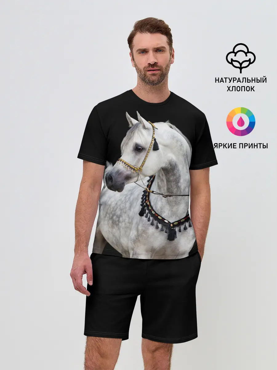 Мужской костюм с шортами / Серый в яблоках конь