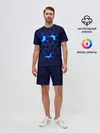 Мужской костюм с шортами / СИНИЕ СОТЫ В НЕОНЕ