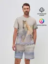 Мужской костюм с шортами / Белая лошадь на снегу