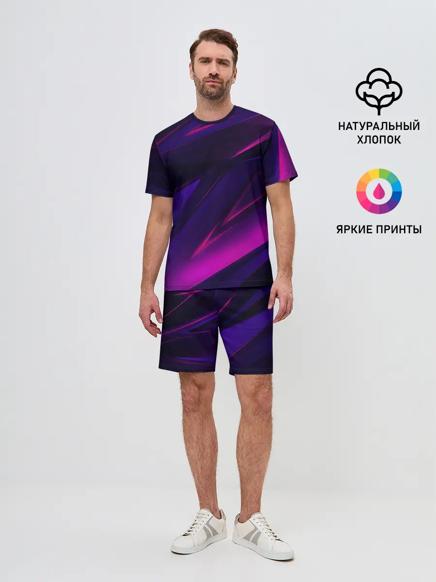Мужской костюм с шортами / GEOMETRY STRIPES NEON