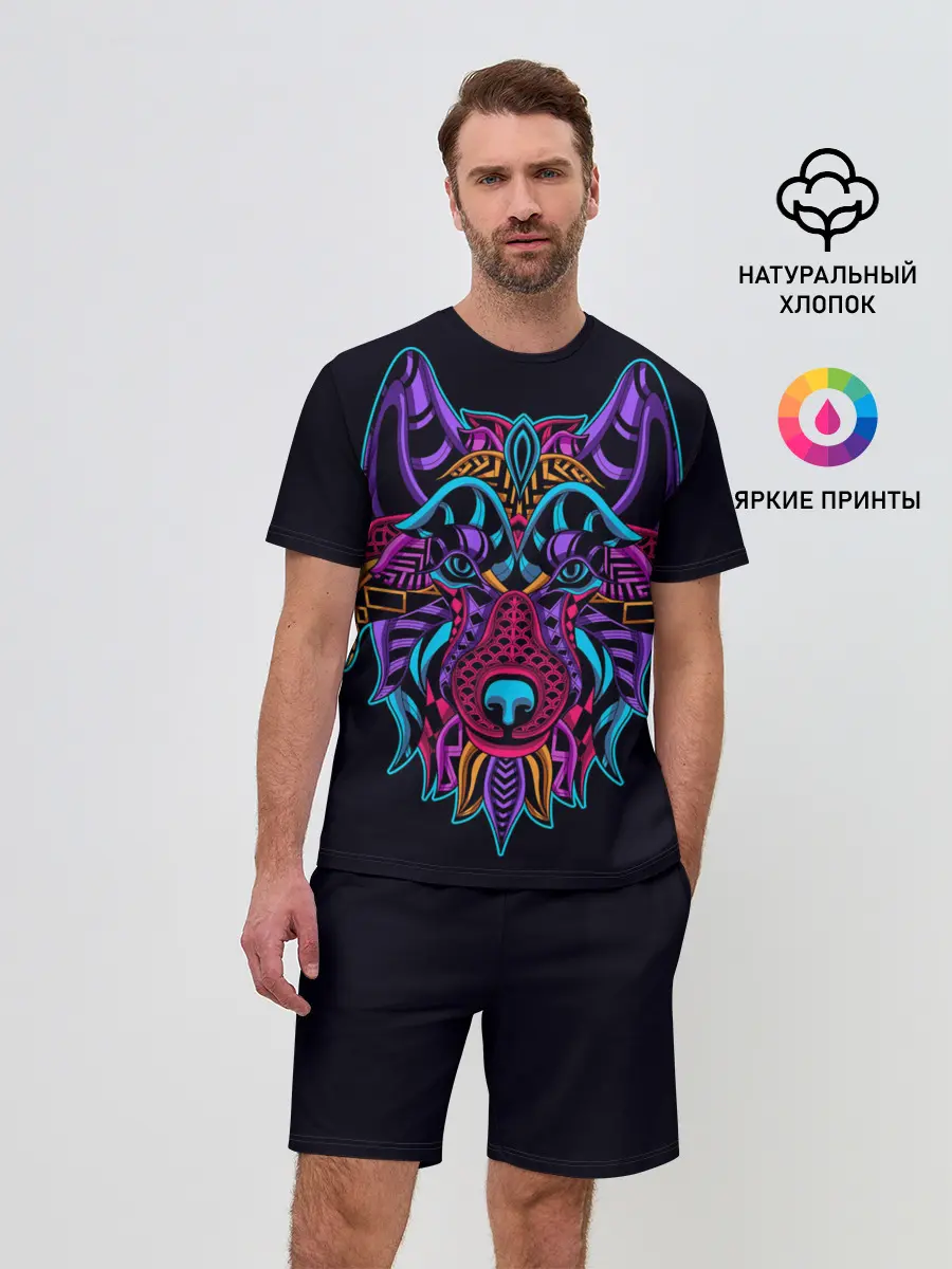 Мужской костюм с шортами / Неоновый пес
