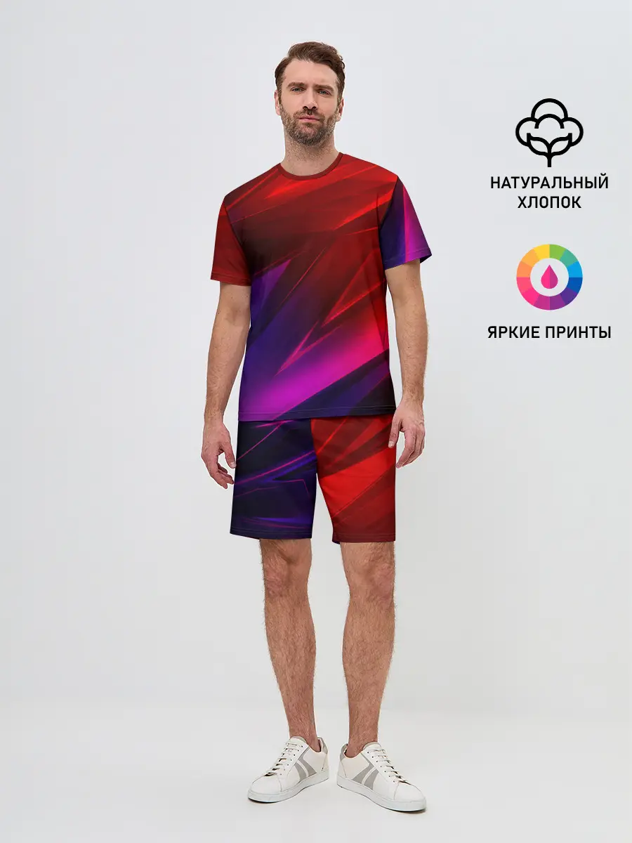 Мужской костюм с шортами / NEON GEOMETRY STRIPES