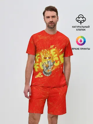 Мужской костюм с шортами / пламенная бригада пожарных красный фон