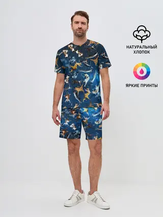 Мужской костюм с шортами / Космические коты