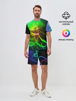 Мужской костюм с шортами / ЗЕЛЕНЫЙ НЕОН
