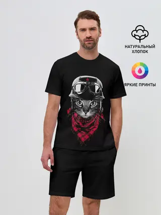 Мужской костюм с шортами / КОТИК В ШЛЕМЕ