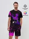 Мужской костюм с шортами / Дзётаро указывает фиолетовые брызги