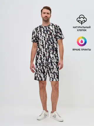 Мужской костюм с шортами / Черно-белые медведи