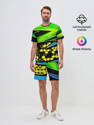 Мужской костюм с шортами / Light green urban marble