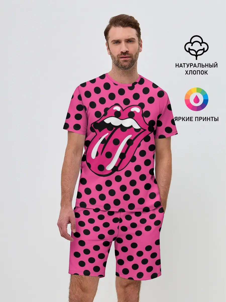 Мужской костюм с шортами / rolling stones pink logo