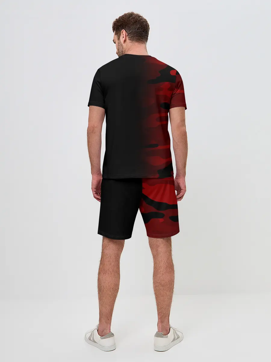 Мужской костюм с шортами / RED BLACK MILITARY CAMO | КРАСНЫЙ КАМУФЛЯЖ