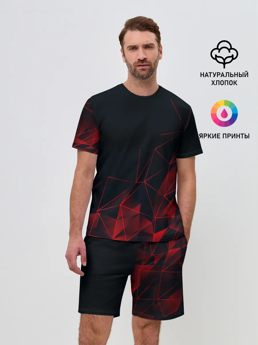 Мужской костюм с шортами / RED STRIPES | КРАСНАЯ ГЕОМЕТРИЯ