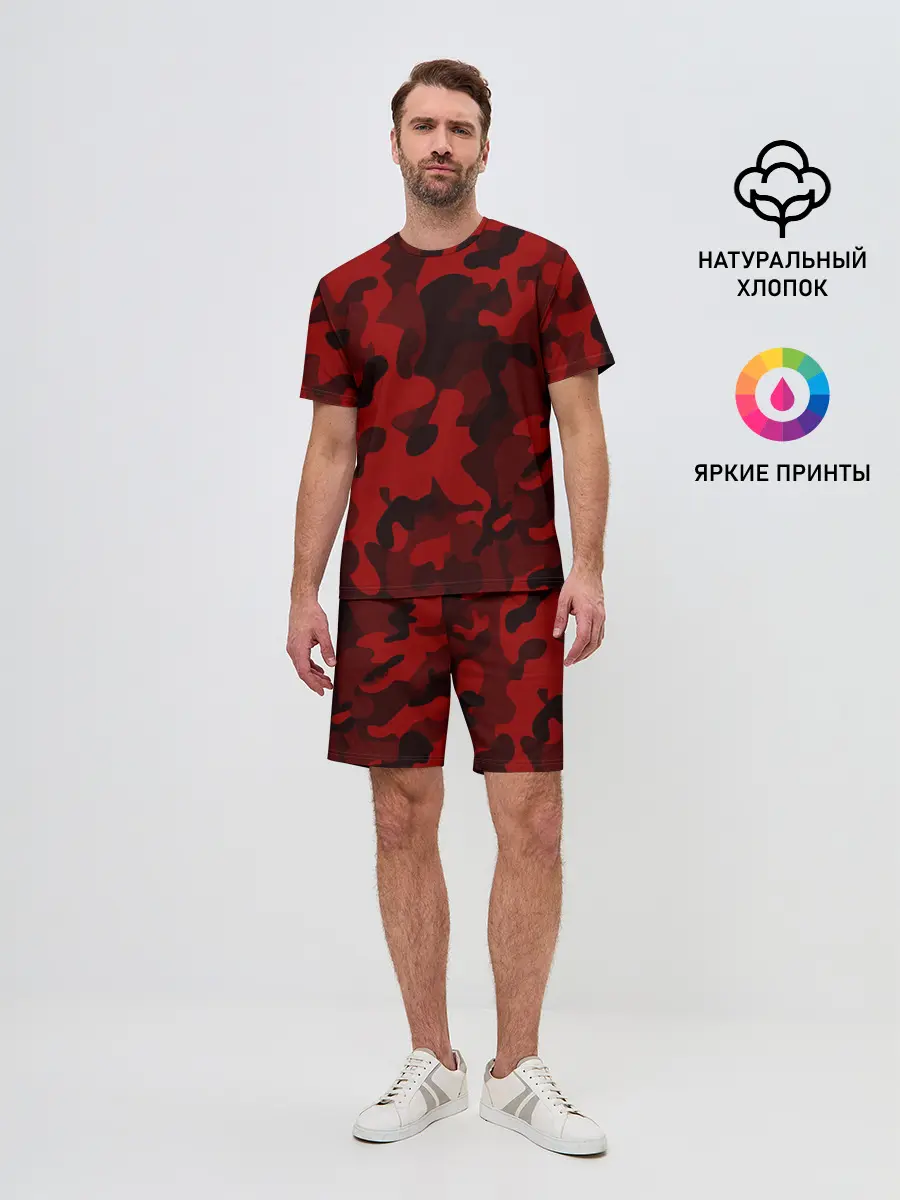 Мужской костюм с шортами / RED MILITARY | КРАСНЫЙ КАМУФЛЯЖ