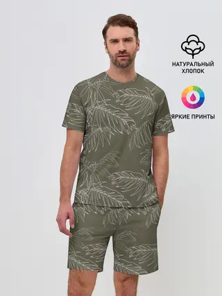 Мужской костюм с шортами / листья пальмы