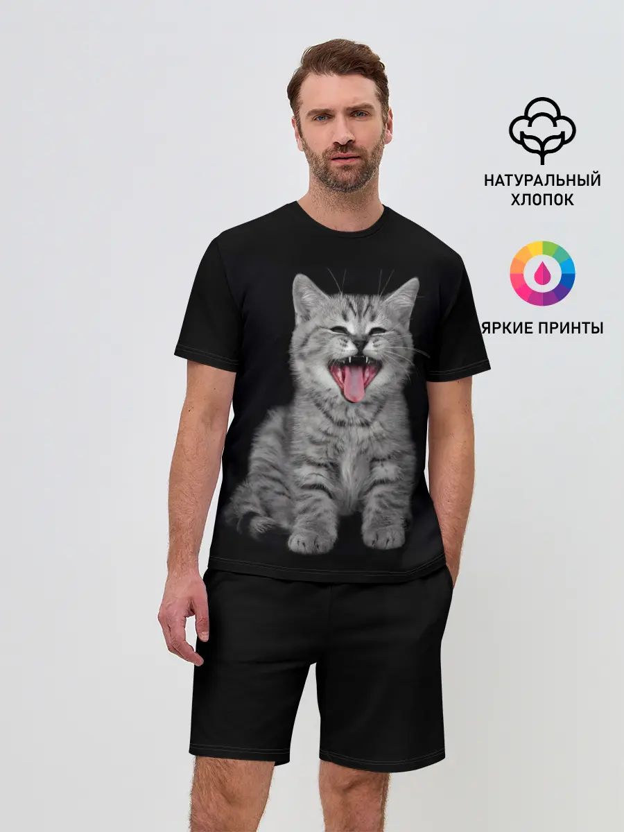 Мужской костюм с шортами / Кричащий кот.