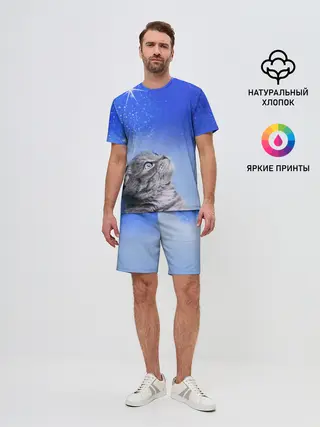 Мужской костюм с шортами / Кот и космос