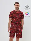 Мужской костюм с шортами / Красный череп