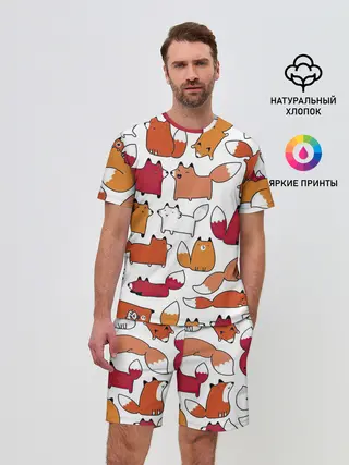 Мужской костюм с шортами / Милые лисы