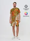 Мужской костюм с шортами / Детский оранжево-болотный