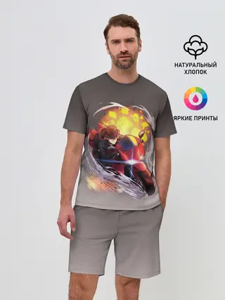 Мужской костюм с шортами / Чуя Накахара на мотоцикле взрыв