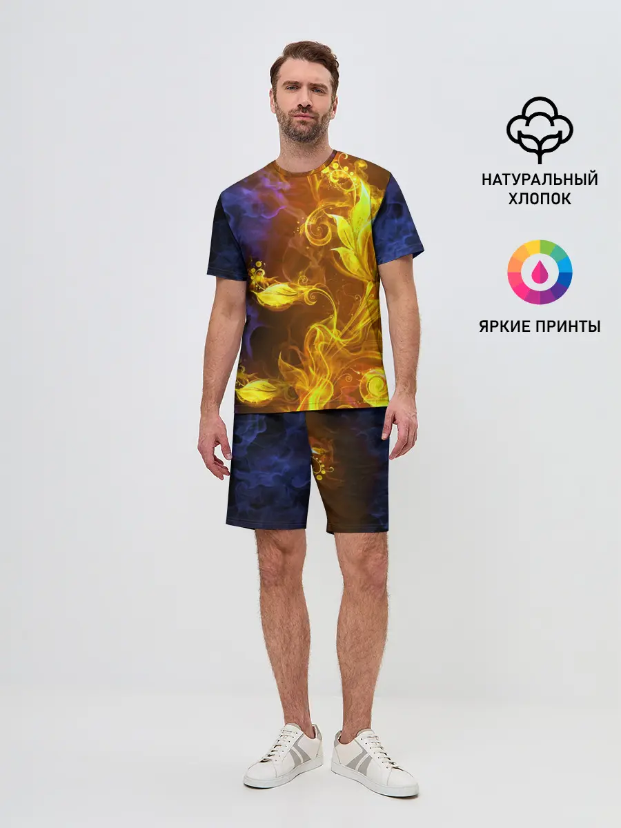 Мужской костюм с шортами / Огненный цветок