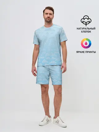 Мужской костюм с шортами / Очень светлые голубые облака