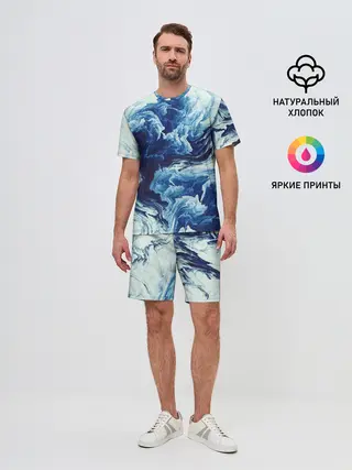 Мужской костюм с шортами / Абстракция смешивание разводы