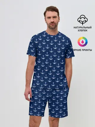 Мужской костюм с шортами / Якоря.