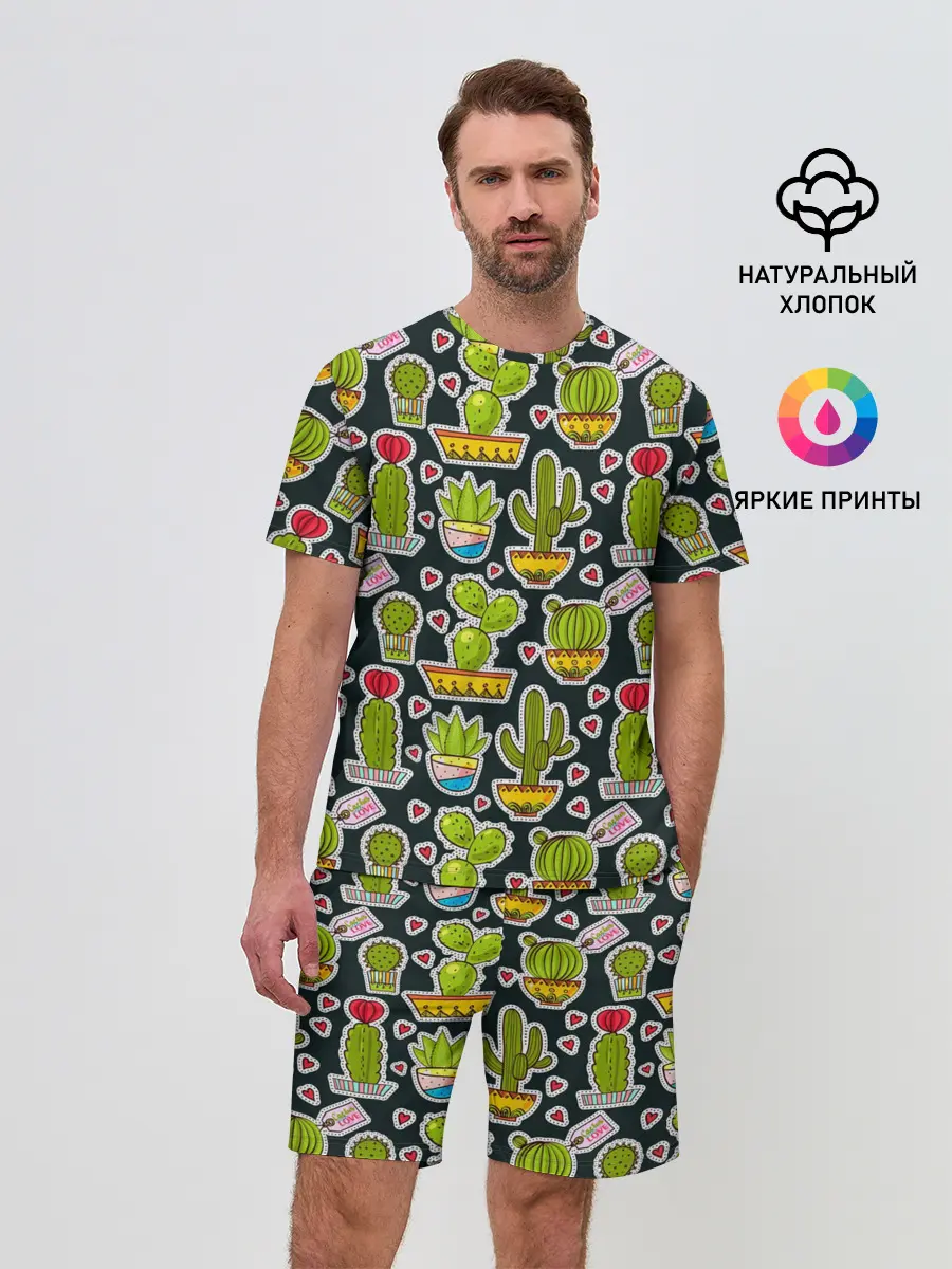 Мужской костюм с шортами / Кактусы