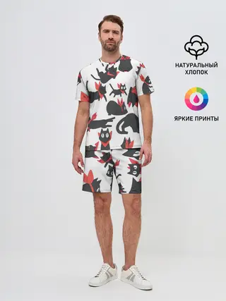 Мужской костюм с шортами / Черный котик