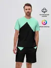 Мужской костюм с шортами / неровные зубья черный мятный