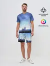 Мужской костюм с шортами / силуэт корги ночь космос дымка