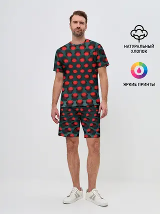 Мужской костюм с шортами / Раскалённый красный 3Д