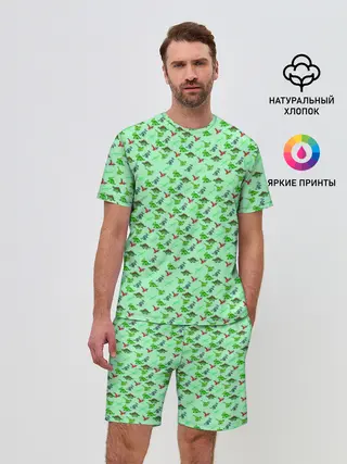 Мужской костюм с шортами / dinosaurs green