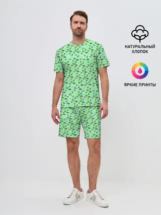 Мужской костюм с шортами / dinosaurs green