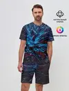 Мужской костюм с шортами / Синяя абстракция