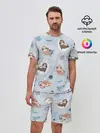 Мужской костюм с шортами / Паттерн ленивец космос полет
