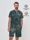 Мужской костюм с шортами / Бульдог морда собакена черного