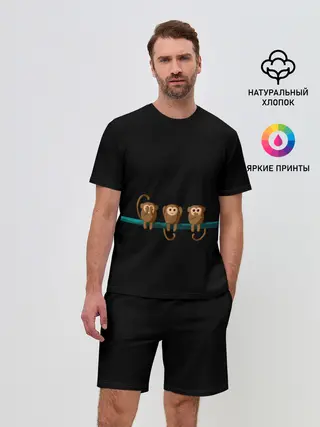 Мужской костюм с шортами / Обезьяны слух зрение речь трио